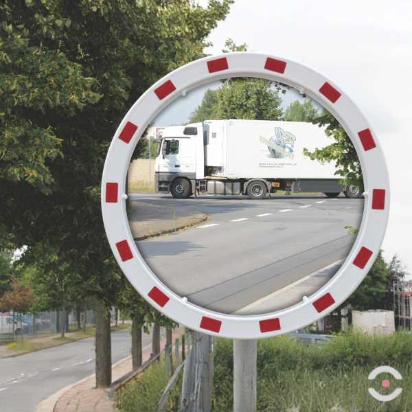 Lustro przemysłowe Dancop, Madrid, 60 cm, akryl, biało-czerwone