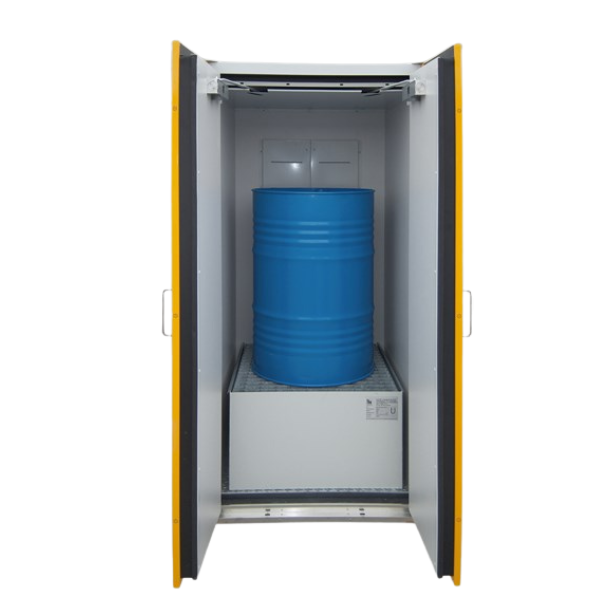 Szafa ognioodporna Topserw DRUM-90 L, beczka 1*200 l pion, wanna wychwytowa EW, FAS, 90 min