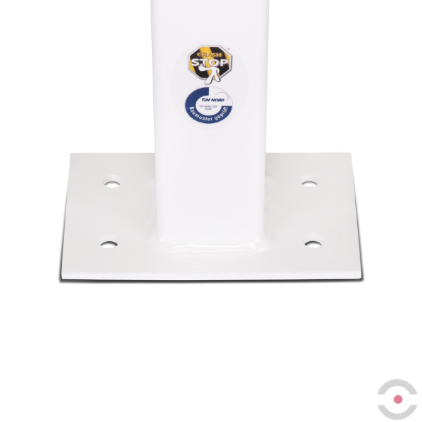 Słupek stalowy, kwadrat. 70*70 mm, do podłogi, niski, biały/czerwony