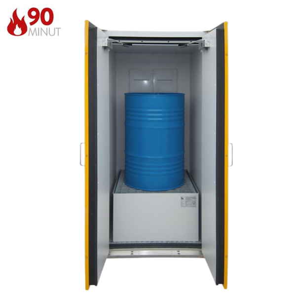 Szafa ognioodporna Topserw DRUM-90 L, beczka 1*200 l pion, wanna wychwytowa EW, FAS, 90 min
