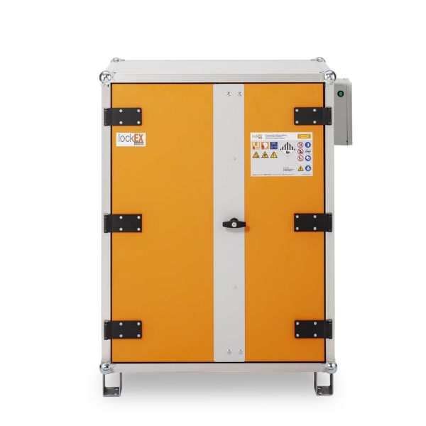 Szafa zabezpieczająca Topserw BATT M, ładowanie akumulatorów, 230V, 3 półki, 18 gniazd, nóżki, Premium 8/10, (VDMA 24994)