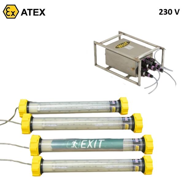 Zestaw oświetleniowy Ex ATEX Topserw WOLF LX266T4, transformator Ex 230 V/24 V, Zone ‘1’, ‘21’
