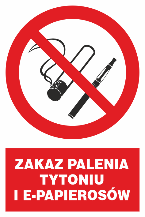 Znak ppoż Zakaz palenia tytoniu i e-papierosów 150x205mm F (12P/5)