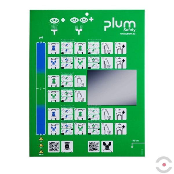 Zestaw naścienny zamykany Plum iBOX - roztwór do płukania oka i ran Plum, butelka 2*500 ml, chlorek sodu 0,9%, piktogram, lustro, MDR