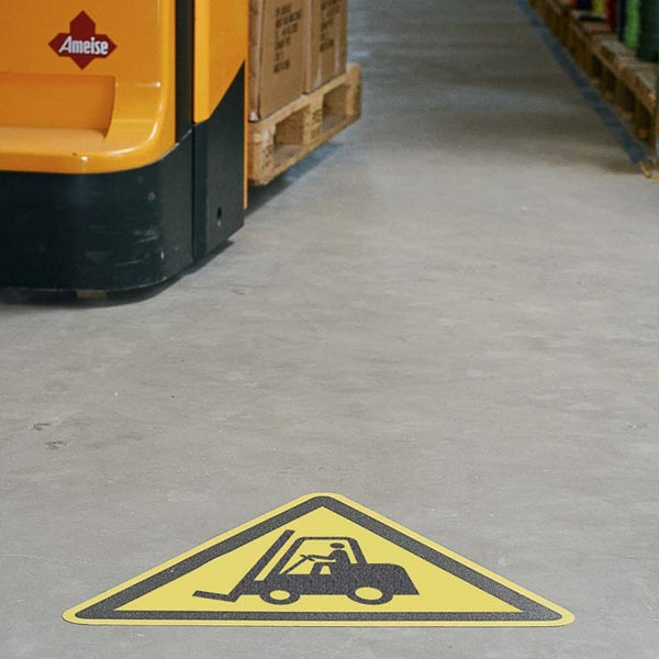 Znacznik podłogowy „Uwaga na wózki widłowe”, trójkąt, 600 mm