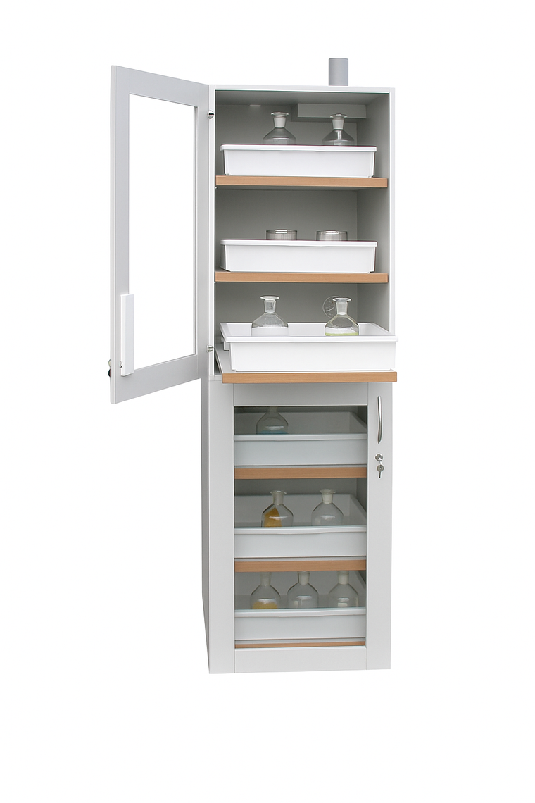 Szafa zabezpieczająca (kwasy, zasady) Topserw SLIM S, 2 komory, 6 półek wysuwanych, drzwi CLA-GL lewe
