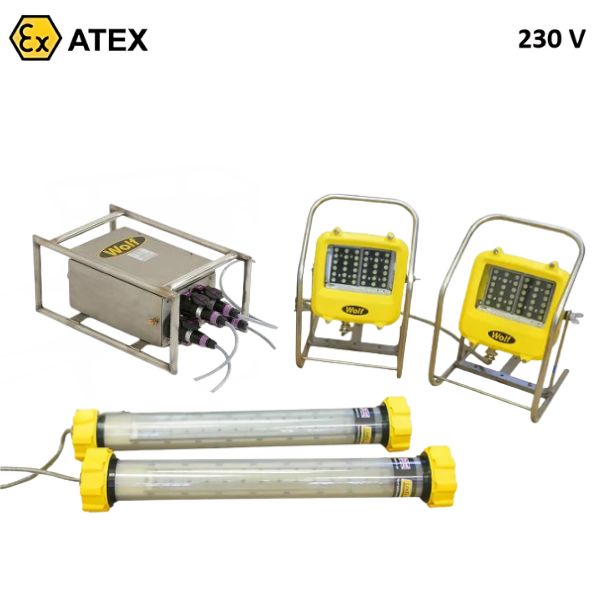 Zestaw oświetleniowy Ex ATEX Topserw WOLF LX257T3, transformator Ex 230 V/24 V, Zone ‘1’, ‘21’