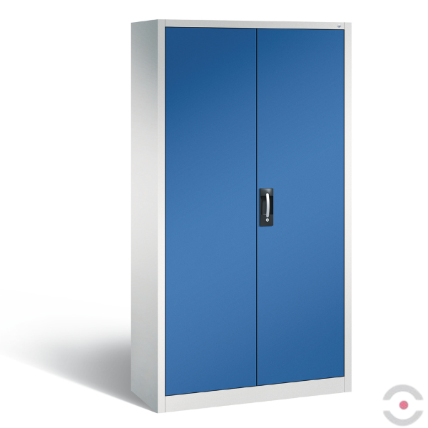 Szafa warsztatowa XL, 68 pojemników, drzwi dwuskrzydłowe, W*S*G 1980*1000*420 mm, szary/niebieski