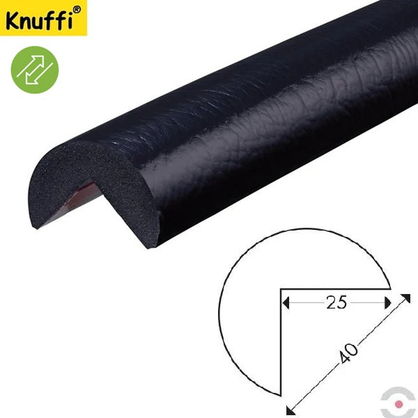 Elastyczny profil ostrzegawczo-ochronny Knuffi, typ A, wielokrotny montaż, czarny, 1000 mm