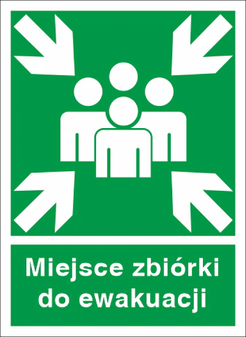 Znak ewakuacyjny Miejsce zbiórki do ewakuacji 150x205mm PT (18E)