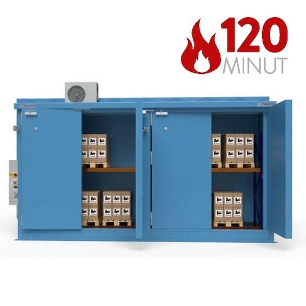 Magazyn ognioodporny Topserw BATTERY, REI120, 2 poziomy/2 segmenty, S*G*W 7000*1900*3500, 2*1000 l, 2*drzwi dwuskrzydłowe