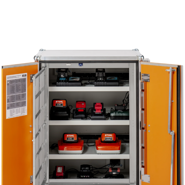 Szafa zabezpieczająca Topserw BATT L, ładowanie akumulatorów, 230V, 6 półek, 36 gniazd, nóżki, Basic 8/20, (VDMA 24994)