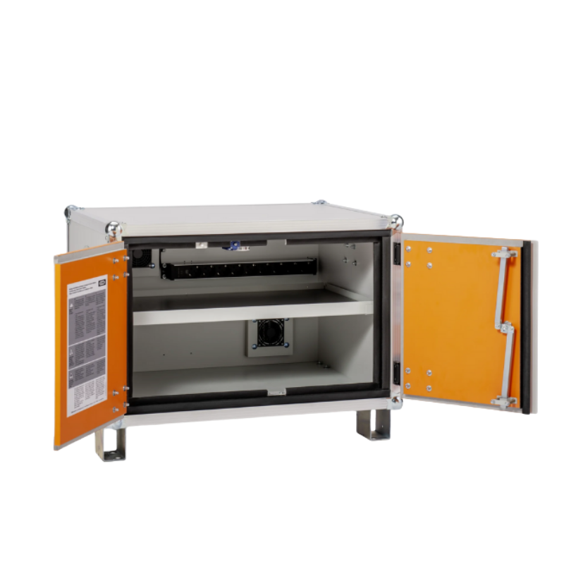 Szafa zabezpieczająca Topserw BATT S, ładowanie akumulatorów, 230V, 1 półka, 9 gniazd, nóżki, Premium Plus 8/5, (VDMA 24994)