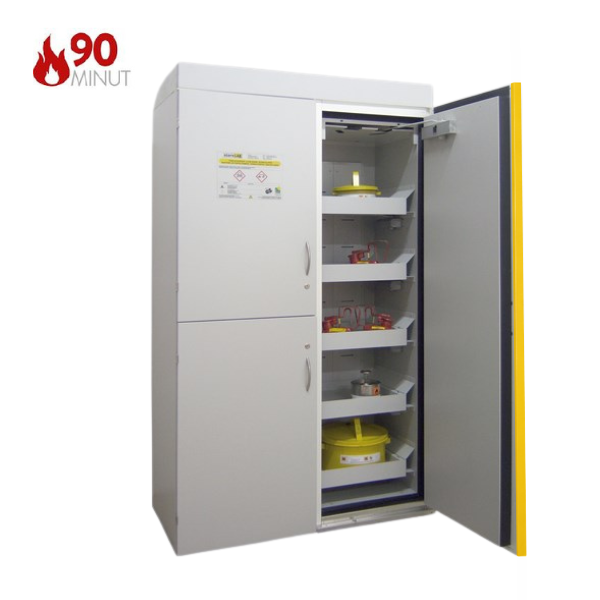 Szafa kombinowana Topserw COMBI-90 XL, 6 wanienek, 6 półek, drzwi CLA szare/żółte, LAB, 90 min