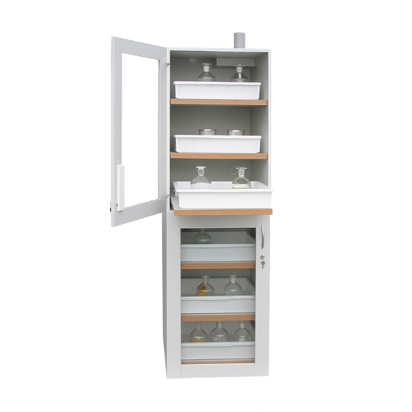 Szafa zabezpieczająca (kwasy, zasady) Topserw SLIM S, 2 komory, 4 półki wysuwane, drzwi CLA-GL lewe