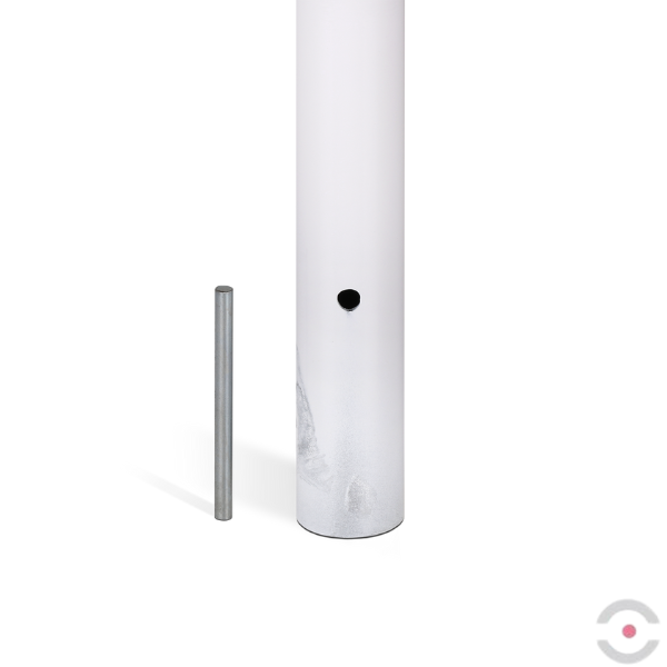 Słupek stalowy, okrągły, śr. 60 mm, wpuszczany, biały/czerwony