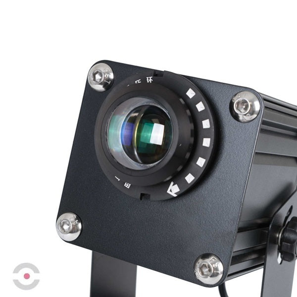 Projektor przemysłowy LED GOBO, 100W, optyka 18°, zewnętrzny, stały, 4 soczewki, IP65