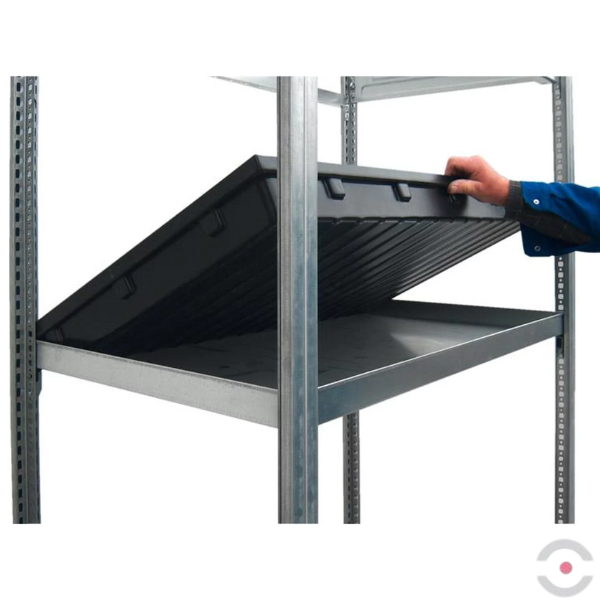 Regał półkowy Topserw, 3*półka (kratownica), 1*półka (taca wychwytowa PE), moduł podstawowy, S*G*W 1060*2000*635 mm