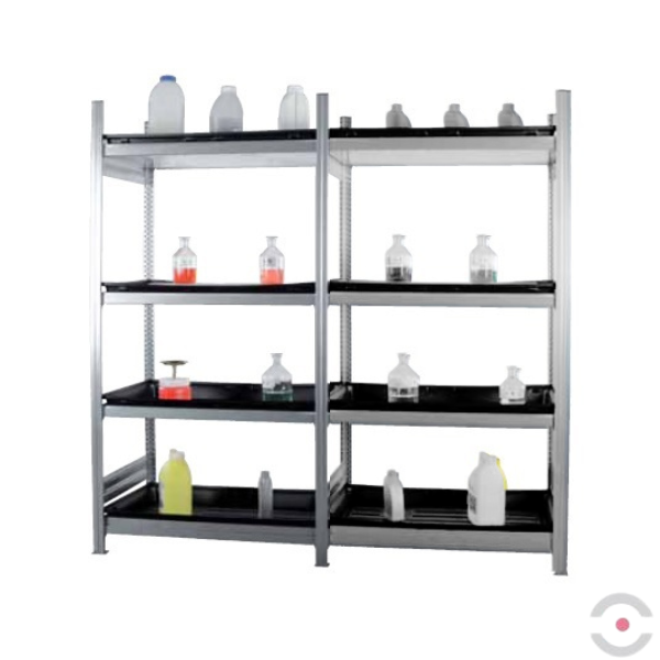 Regał półkowy Topserw, 4*półka (taca wychwytowa PE), moduł podstawowy, S*G*W 1060*635*2000 mm