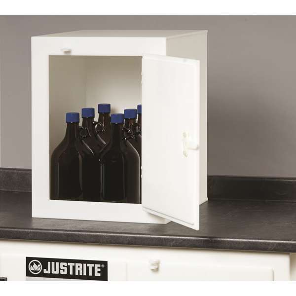 Szafa zabezpieczająca (kwasy, zasady) Justrite TABLE HDPE XS, 15 l, 1-drzwiowa ZR, biały