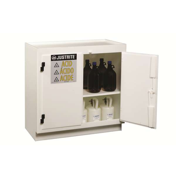 Szafa zabezpieczająca (kwasy, zasady) Justrite MODUS HDPE M, 90 l, 2-drzwiowa ZR, biały