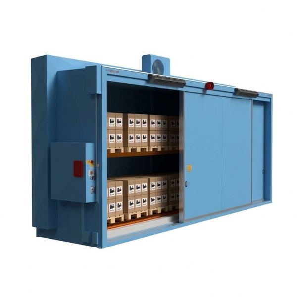Magazyn ognioodporny Topserw BATTERY, REI120, 2 poziomy/2 segmenty, S*G*W 8500*2000*3700, 2*1000 l, drzwi przesuwne
