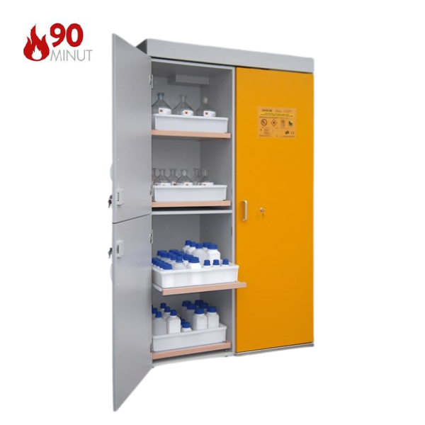 Szafa kombinowana Topserw COMBI-90 XL, 6 wanienek, 2 moduły, drzwi CLA szare/żółte, LAB, 90 min
