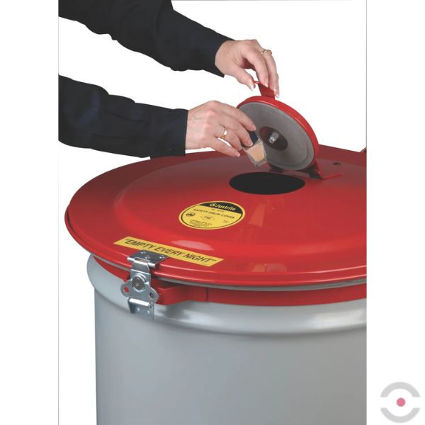 Pokrywa samozamykająca Vapor Trap, niskotopliwy łącznik, do beczek 200 l, odpowietrznik, uszczelka, czerwony