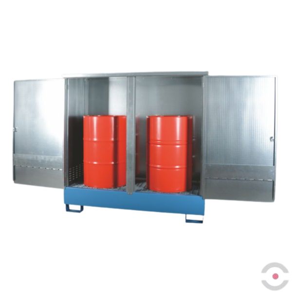 Szafa zabezpieczająca (beczki) Topserw DRUM, 2*200 l, wanna wychwytowa 220 l, stalowa