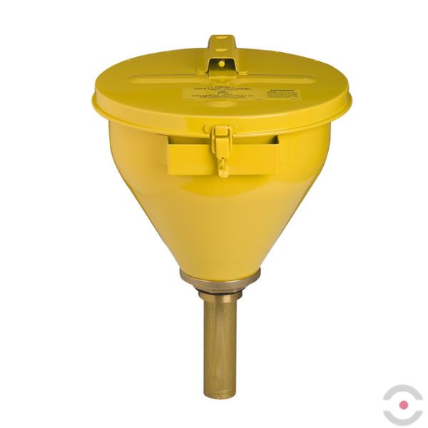 Lejek stalowy do płynów łatwopalnych, samozamykająca pokrywa, odcinacz płomieni 152 mm, żółty, EU