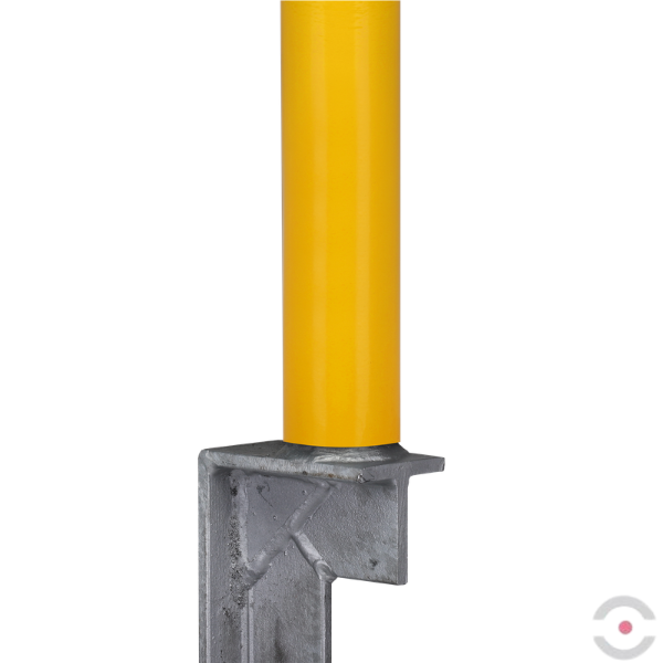 Słupek stalowy, okrągły, śr. 60 mm, do ziemi, niski, 2*uchwyt oczkowy, ocynkow. malow. żółty/czarny