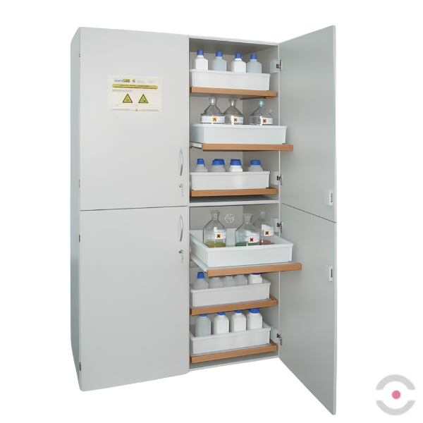Szafa zabezpieczająca (kwasy, zasady) Topserw MODUS XL, 4 komory, 8 półek wysuwanych, drzwi CLA