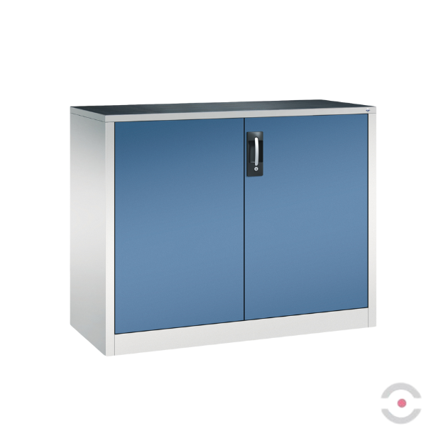 Szafa warsztatowa M, 1 półka, mata, drzwi dwuskrzydłowe, W*S*G 1000*1200*500 mm, szary/niebieski