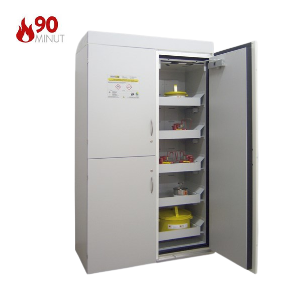 Szafa kombinowana Topserw COMBI-90 XL, 6 wanienek, 6 półek, drzwi GL szare/żółte, LAB, 90 min