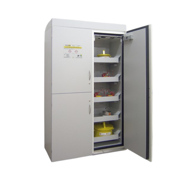 Szafa kombinowana Topserw COMBI-90 XL, 6 wanienek, 6 półek, drzwi GL szare/żółte, LAB, 90 min