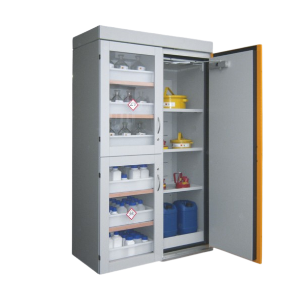 Szafa kombinowana Topserw COMBI-90 XL, 6 wanienek, 2 moduły, drzwi GL szare/żółte, LAB, 90 min