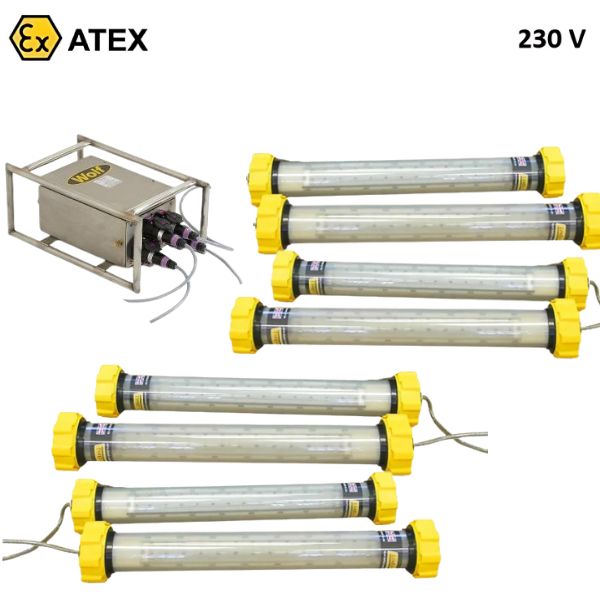 Zestaw oświetleniowy Ex ATEX Topserw WOLF LX287T3, transformator Ex 230 V/24 V, Zone ‘1’, ‘21’