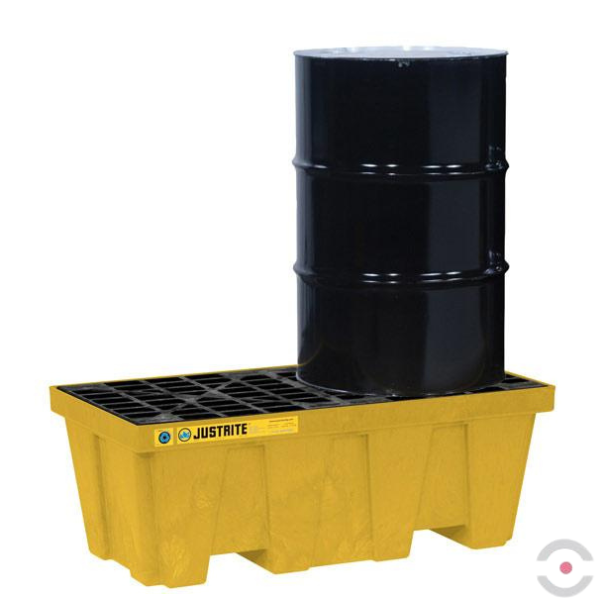 Wanna wychwytowa Justrite 250 l, beczka 2*200 l, kratownica, żółty, MEDIUM