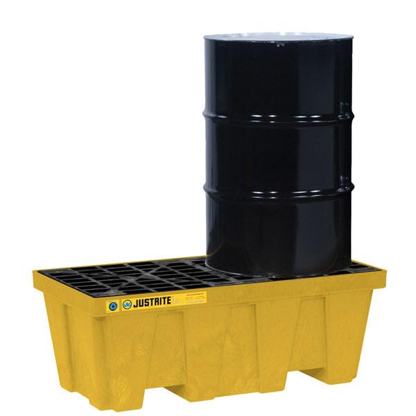 Wanna wychwytowa Justrite 250 l, beczka 2*200 l, kratownica, żółty, MEDIUM