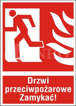 Znak ppoż Drzwi przeciwpożarowe zamykać 150x205mm FS (29P)