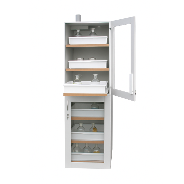 Szafa zabezpieczająca (kwasy, zasady) Topserw SLIM S, 2 komory, 6 półek wysuwanych, drzwi CLA-GL prawe