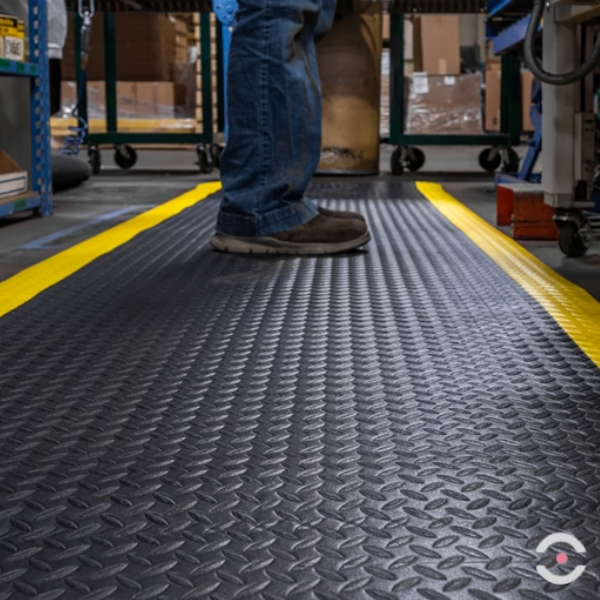 Mata ergonomiczna Notrax, 419 Diamond Sof-Tred, winyl, diamentowa, 122 cm x 18,3 m, obszar suchy, żółty/czarny