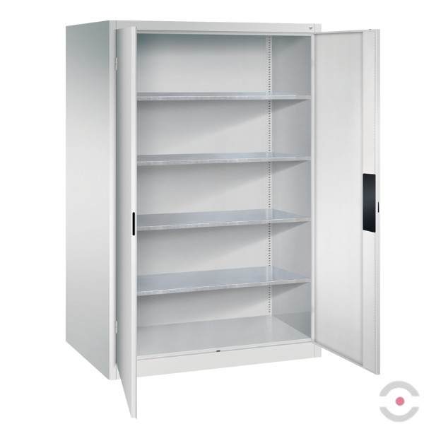 Szafa warsztatowa XXL, zwiększona głębokość, 4 półki, nośność do 700 kg, drzwi dwuskrzydłowe, W*S*G 1950*1200*800 mm, szary