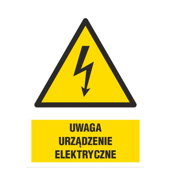 Znak elektryczny Uwaga! Urządzenie elektryczne  52x74mm F (10EOA)