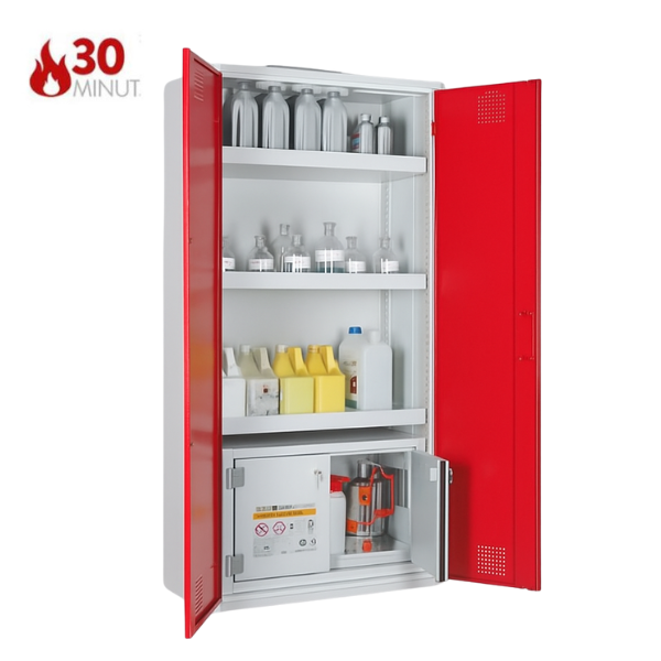 Szafa kombinowana Topserw COMBI-30 L, pojemniki, drzwi CLA czerwone, CHS, 30 min