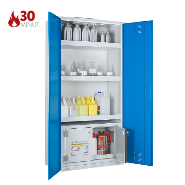 Szafa kombinowana Topserw COMBI-30 L, pojemniki, drzwi CLA niebieskie, CHS, 30 min
