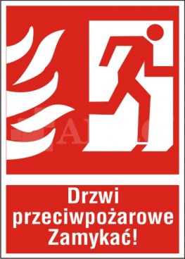 Znak ppoż Drzwi przeciwpożarowe zamykać 150x205mm FS (30P)