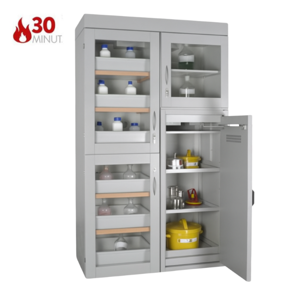Szafa kombinowana Topserw COMBI-30 XL, 6 wanienek, 3 moduły, drzwi GL szare, LAB, 30 min