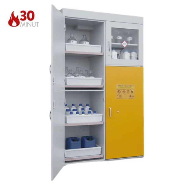 Szafa kombinowana Topserw COMBI-30 XL, 4 wanienki, 3 moduły, drzwi GL CLA, szare/żółte, LAB, 30 min