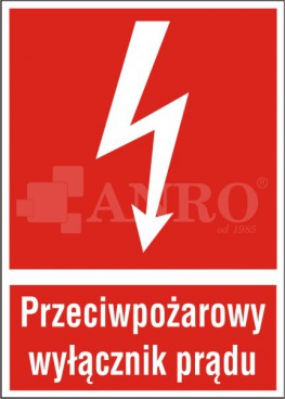 Znak ppoż ppoż wyłącznik prądu 150x205mm P (31P)